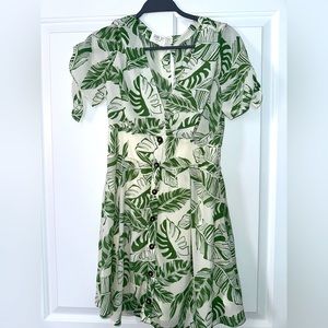 Green & White Tropical Dress - size Medium